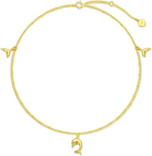 14k Gold Dolphin Anklet for Women, Real Gold Mermaid Ankle Bracelet Foot Jewelry Gifts for Her, 9.4-11 Inch