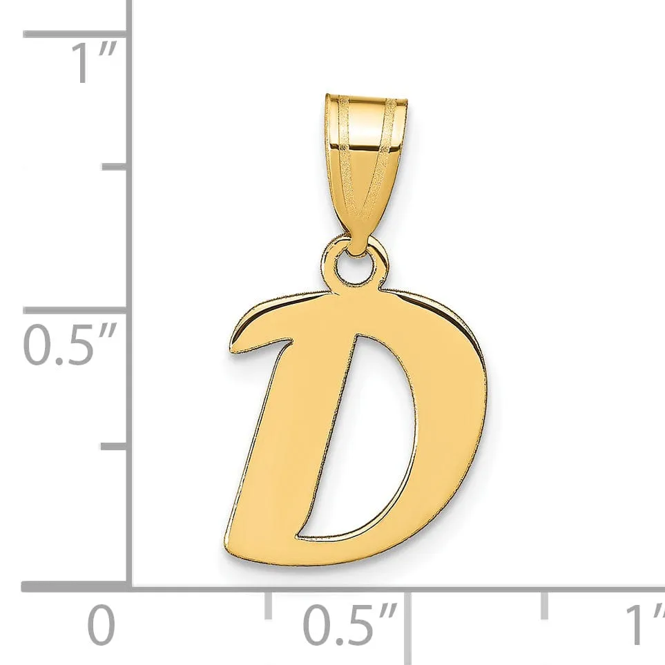 14k Yellow Gold Polished Finish Script Design Letter D Initial Pendant