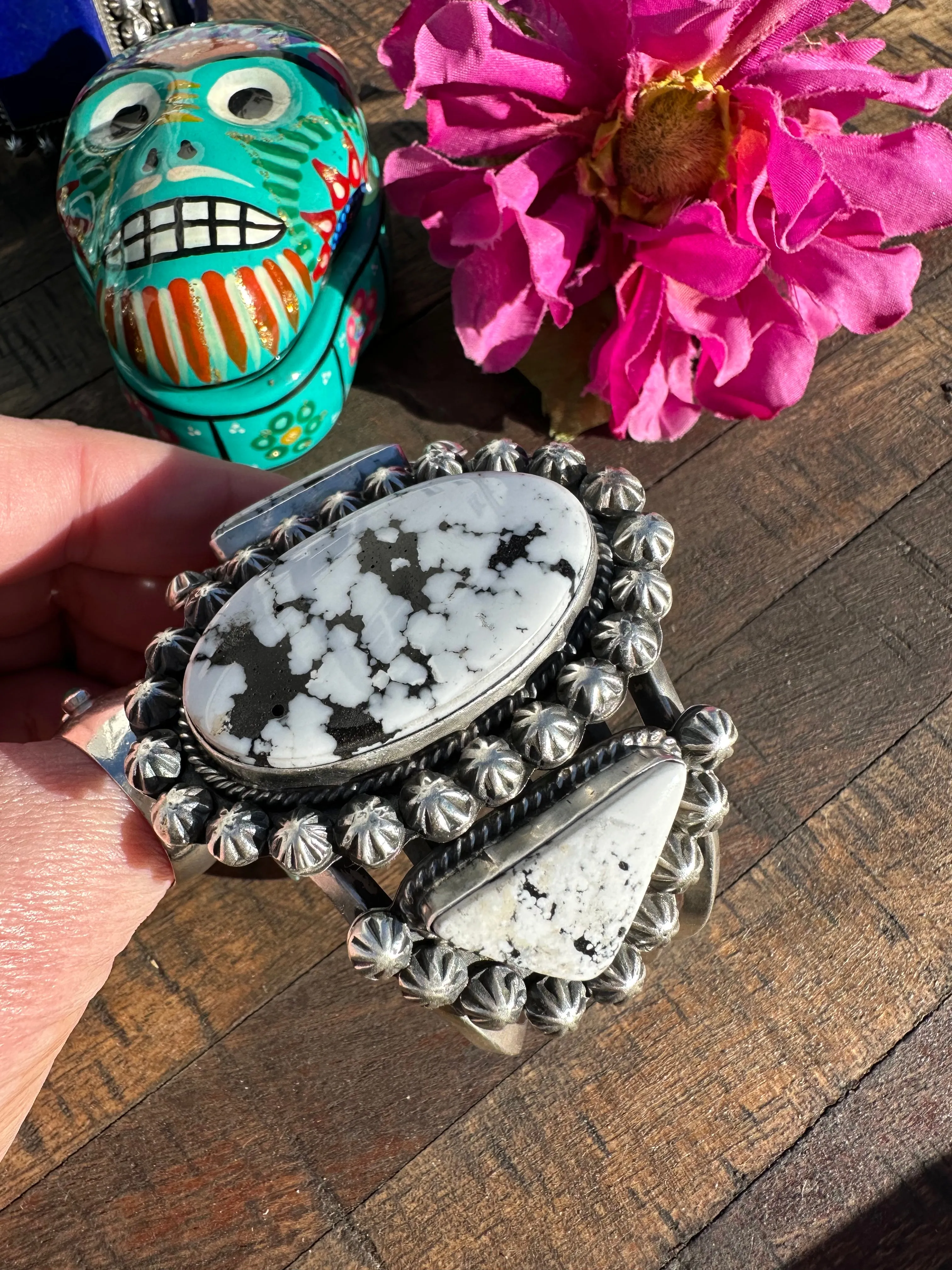 3 Stone White Buffalo Cuff