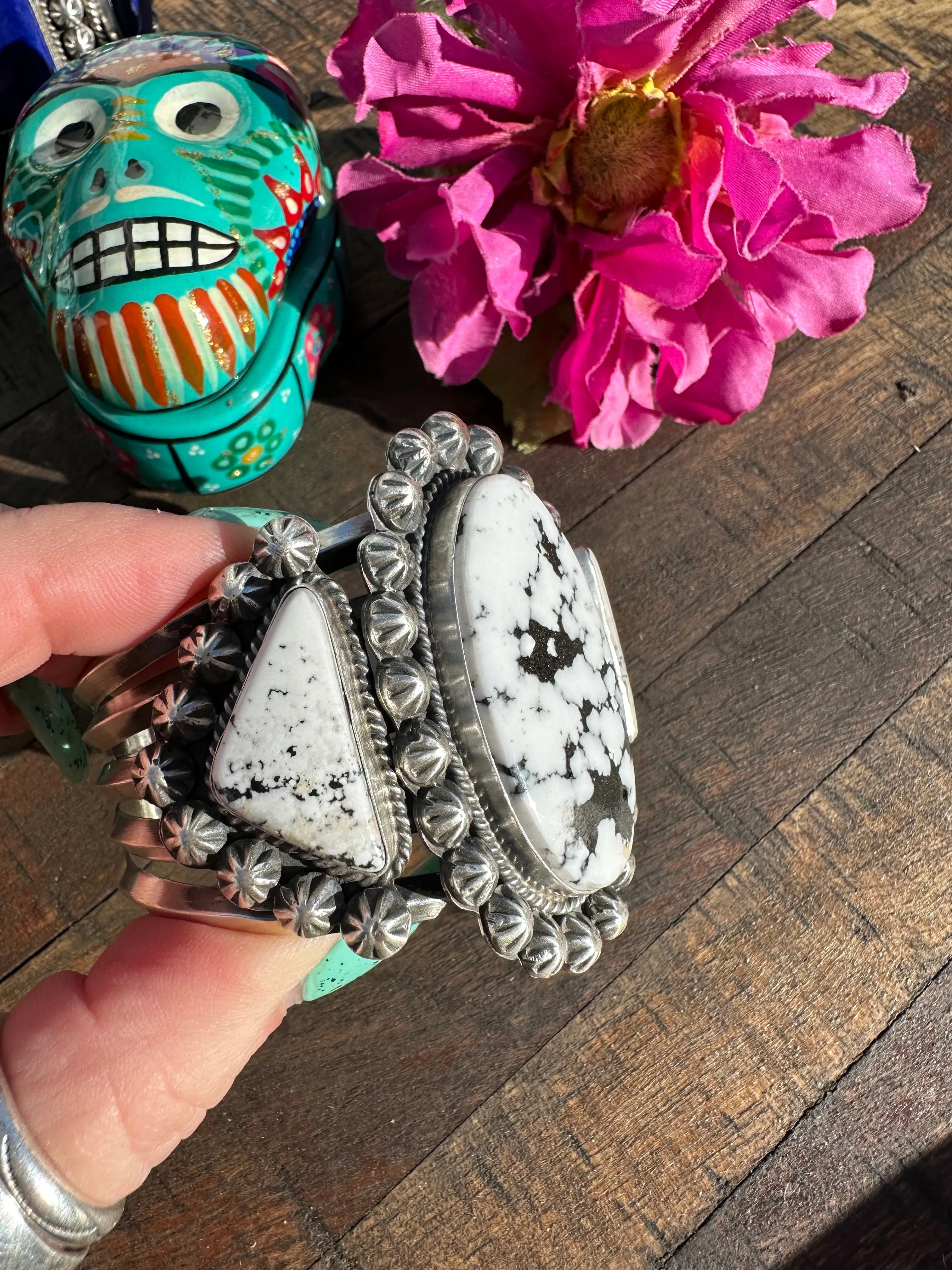 3 Stone White Buffalo Cuff