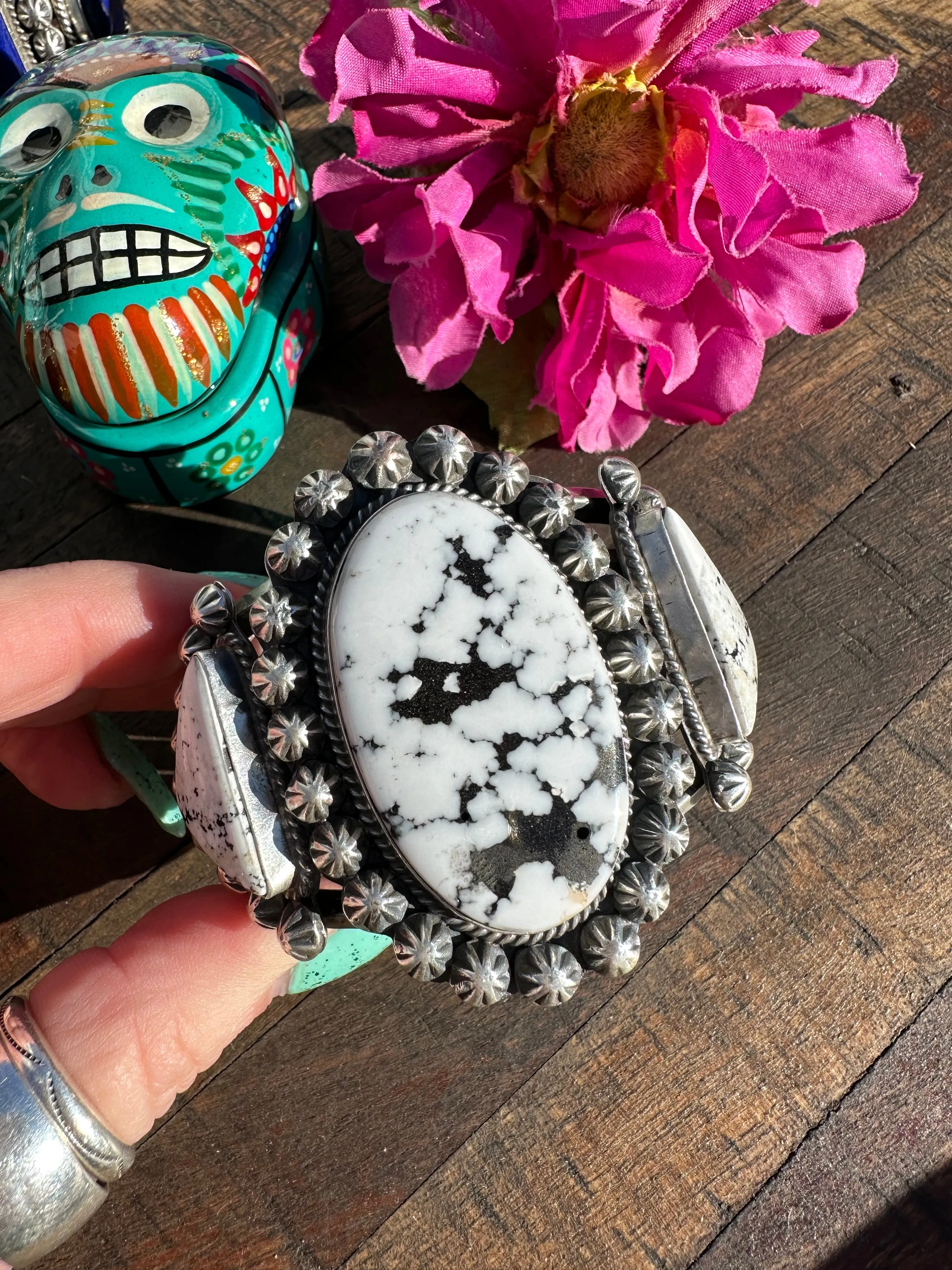 3 Stone White Buffalo Cuff