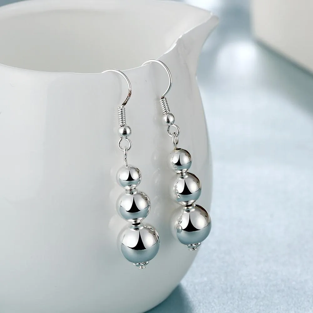 4 PC Drop Earring in 18K White Gold Plated