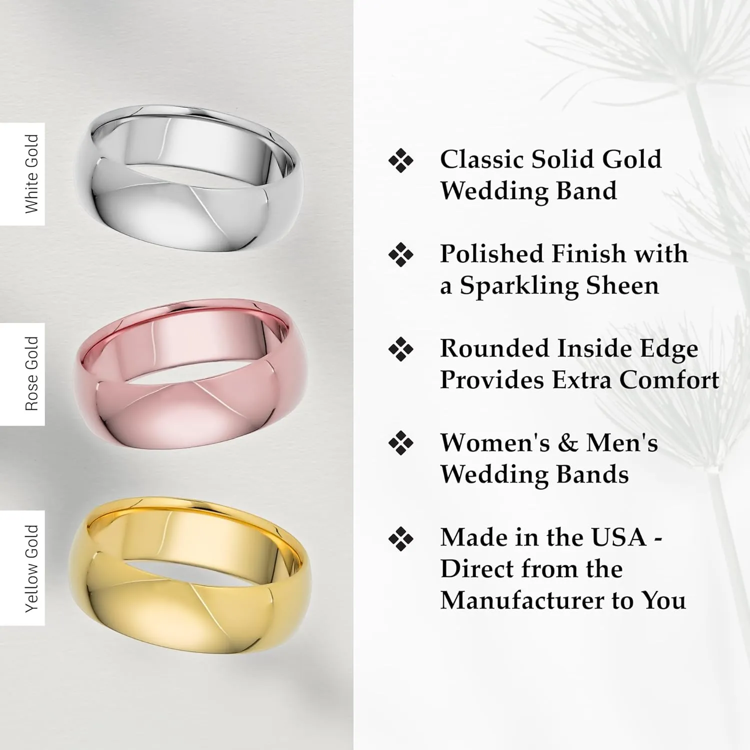 6mm Solid Gold Wedding Bands for Women or Men, 10k or 14k Gold Rings, Comfort Fit Womens and Mens Wedding Ring - Premium Collection from EWB