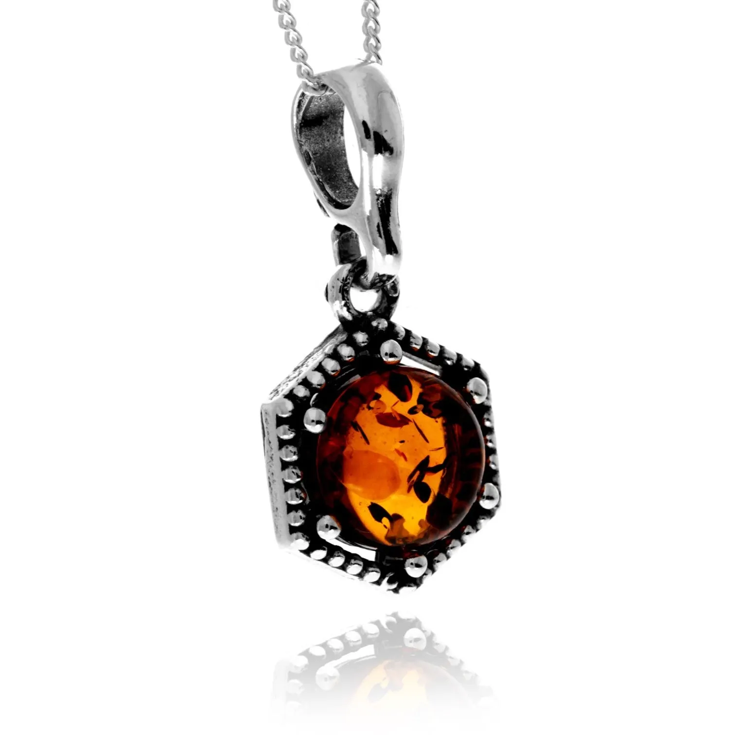 925 Sterling Silver & Genuine Baltic Amber Classic Small Pendant - 769