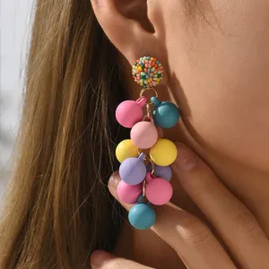 Boho-style Party and Fun Round Beaded Statement Earrings