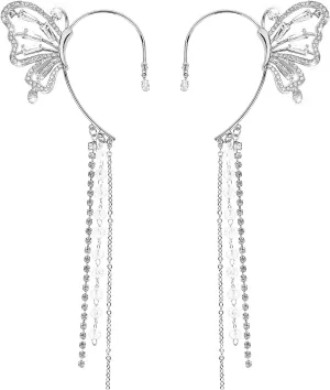 Butterfly Ear Cuffs Non Piercing Butterfly Cuff Earrings for Women Silver Ear Cuff with Tassel Fairy Accessories for Women