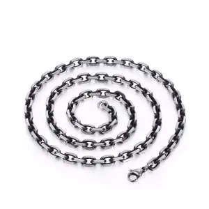 Cable Link Necklace 5mm Men's Chain Gunmetal Sterling Silver