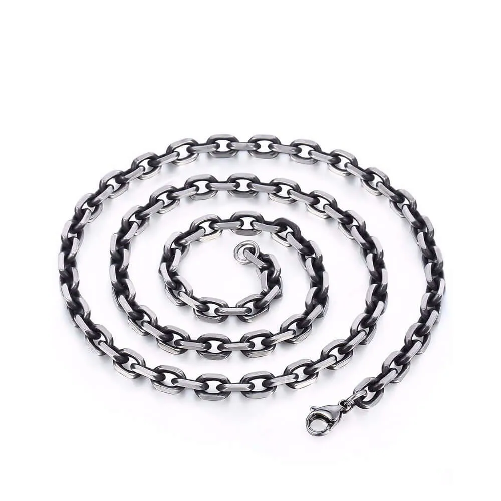 Cable Link Necklace 5mm Men's Chain Gunmetal Sterling Silver