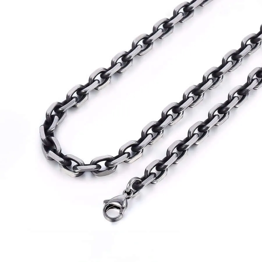 Cable Link Necklace 5mm Men's Chain Gunmetal Sterling Silver
