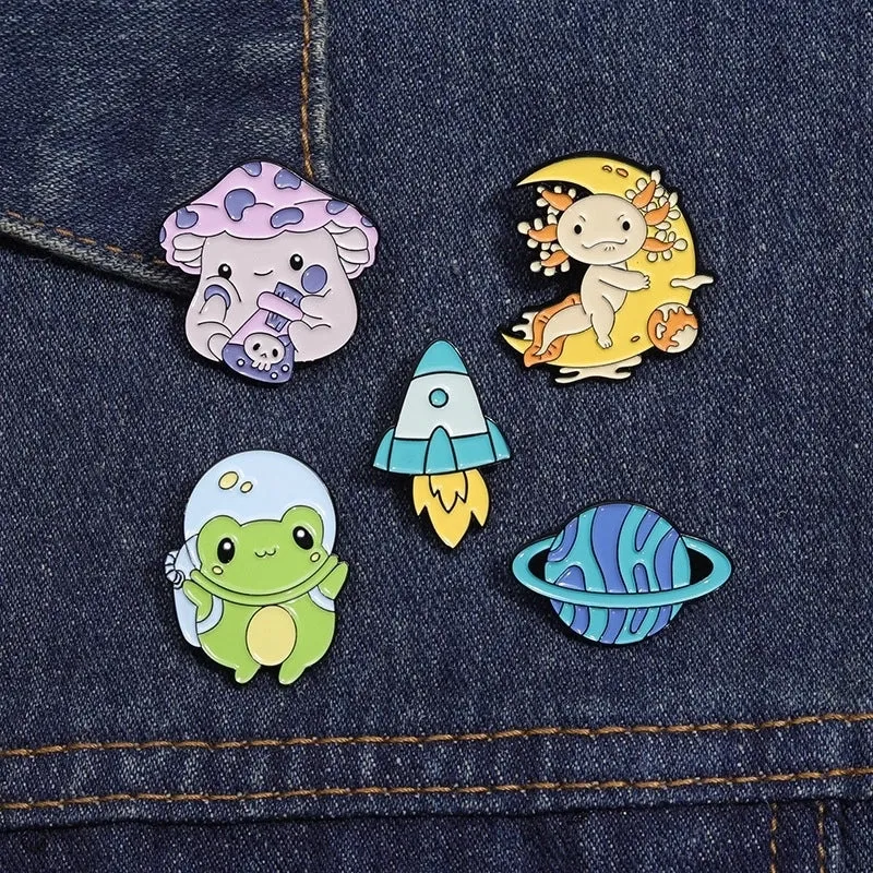 Cartoon Style Cute Cowboy Style Animal Rocket Skull Alloy Stamping Stoving Varnish Women's Brooches