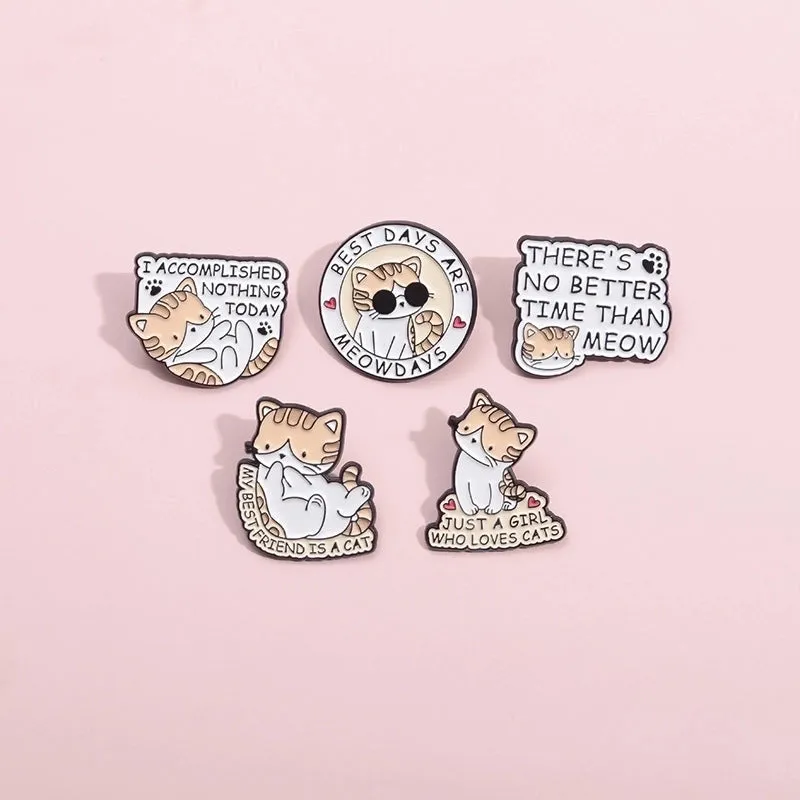 Cartoon Style Cute Cowboy Style Letter Cat Alloy Stamping Stoving Varnish Plating Unisex Badge Brooches Collar Pin