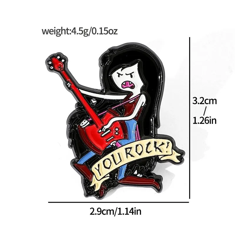 Cartoon Style Cute Rock Human Guitar Alloy Stamping Stoving Varnish Plating Unisex Brooches