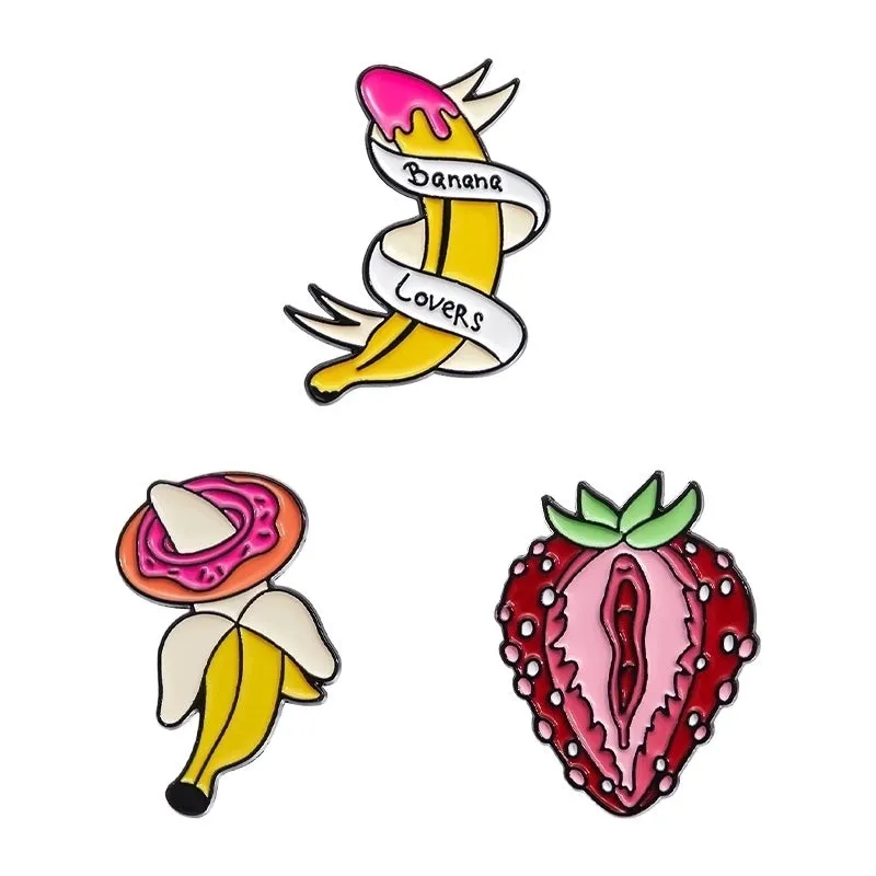 Cartoon Style Cute Sweet Pin Fruit Strawberry Zinc Alloy Plating Unisex Brooches