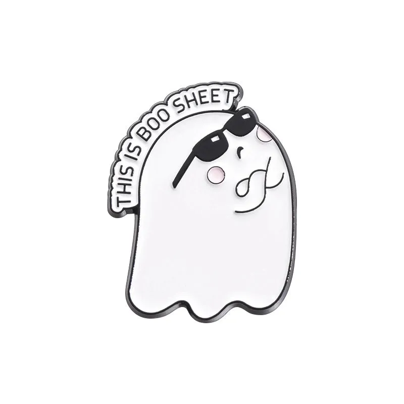 Cartoon Style Funny Cowboy Style Letter Ghost Alloy Stamping Stoving Varnish Plating Unisex Badge Brooches Collar Pin