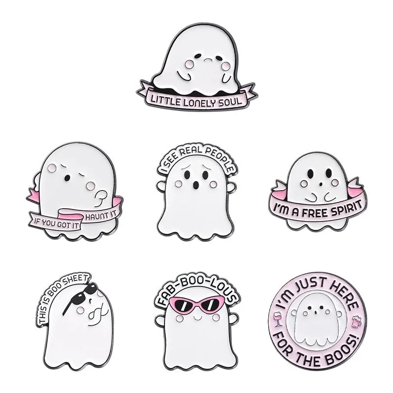Cartoon Style Funny Cowboy Style Letter Ghost Alloy Stamping Stoving Varnish Plating Unisex Badge Brooches Collar Pin