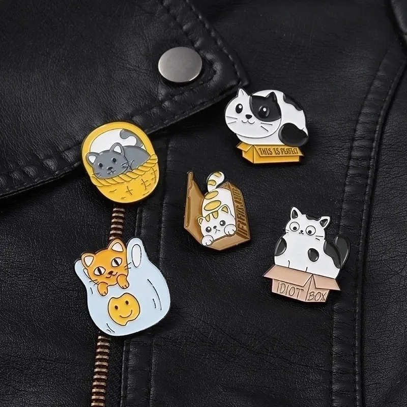 Cartoon Style Punk Cowboy Style Animal Letter Cat Alloy Stamping Stoving Varnish Plating Kid's Unisex Brooches