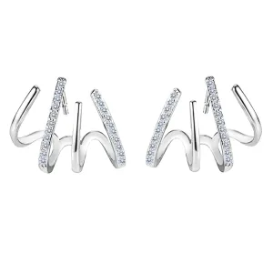 Claw Earrings for Women,14k Gold Plated/Sterling Silver Cat Claw Cuff Earrings Hypoallergenic Minimalist Cubic Zirconia Ear Wrap Piercing Stud Earrings Jewelry (Silver)