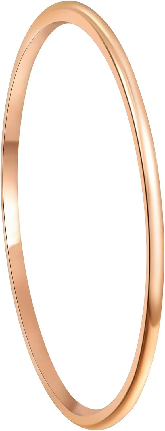 CROWNAL 1mm/2mm Thin White Tungsten Wedding Band Ring Men Women Matching Plain Dome Polished Comfort Fit Size 3 To 10