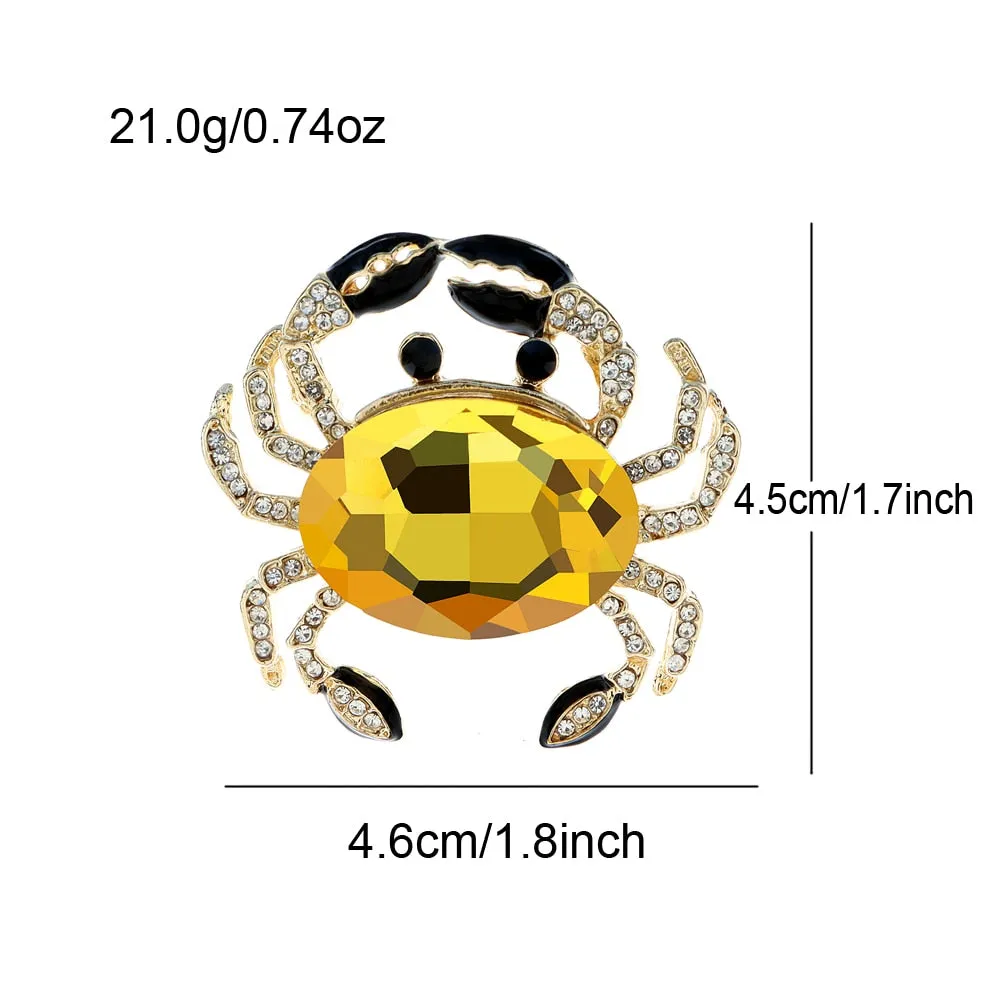 Crystal Crab Brooches For Women 4 Colors Available