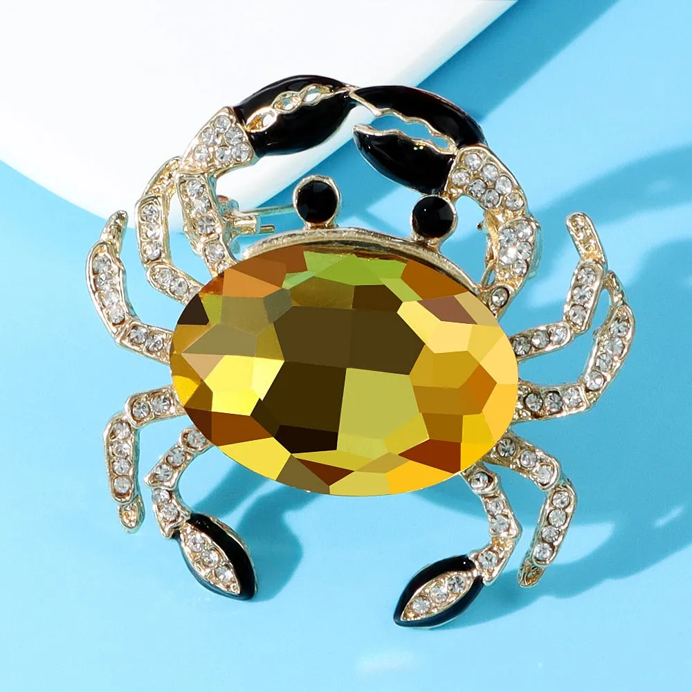 Crystal Crab Brooches For Women 4 Colors Available