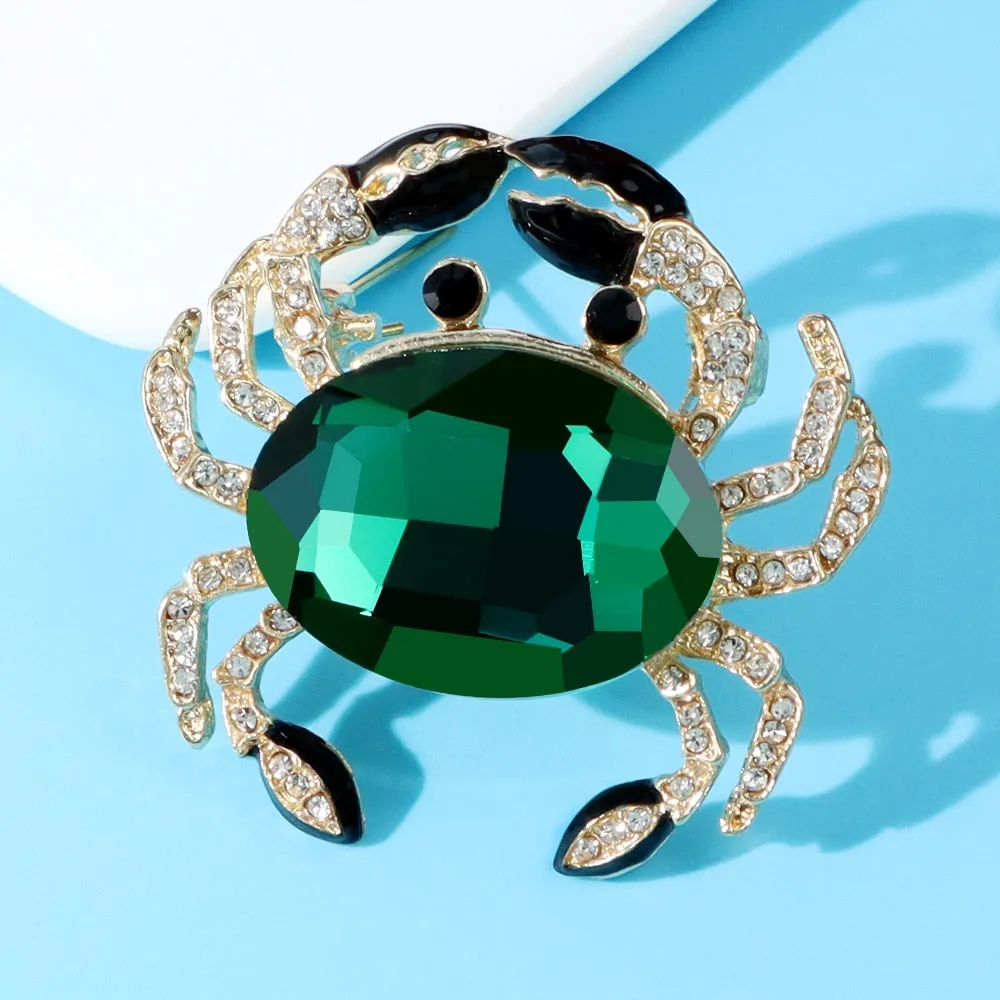 Crystal Crab Brooches For Women 4 Colors Available