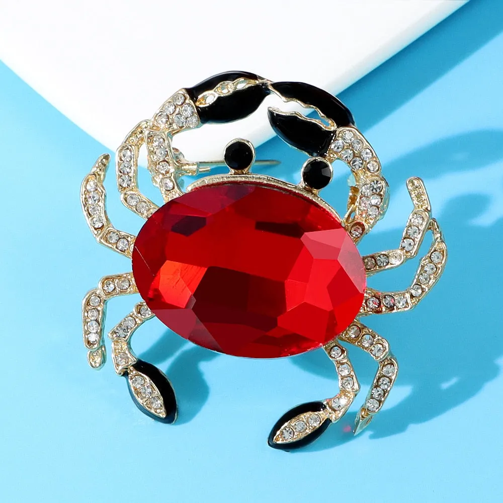 Crystal Crab Brooches For Women 4 Colors Available