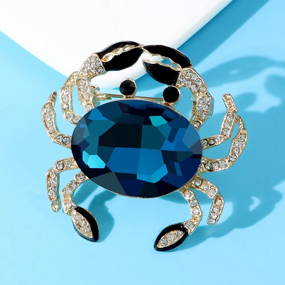 Crystal Crab Brooches For Women 4 Colors Available