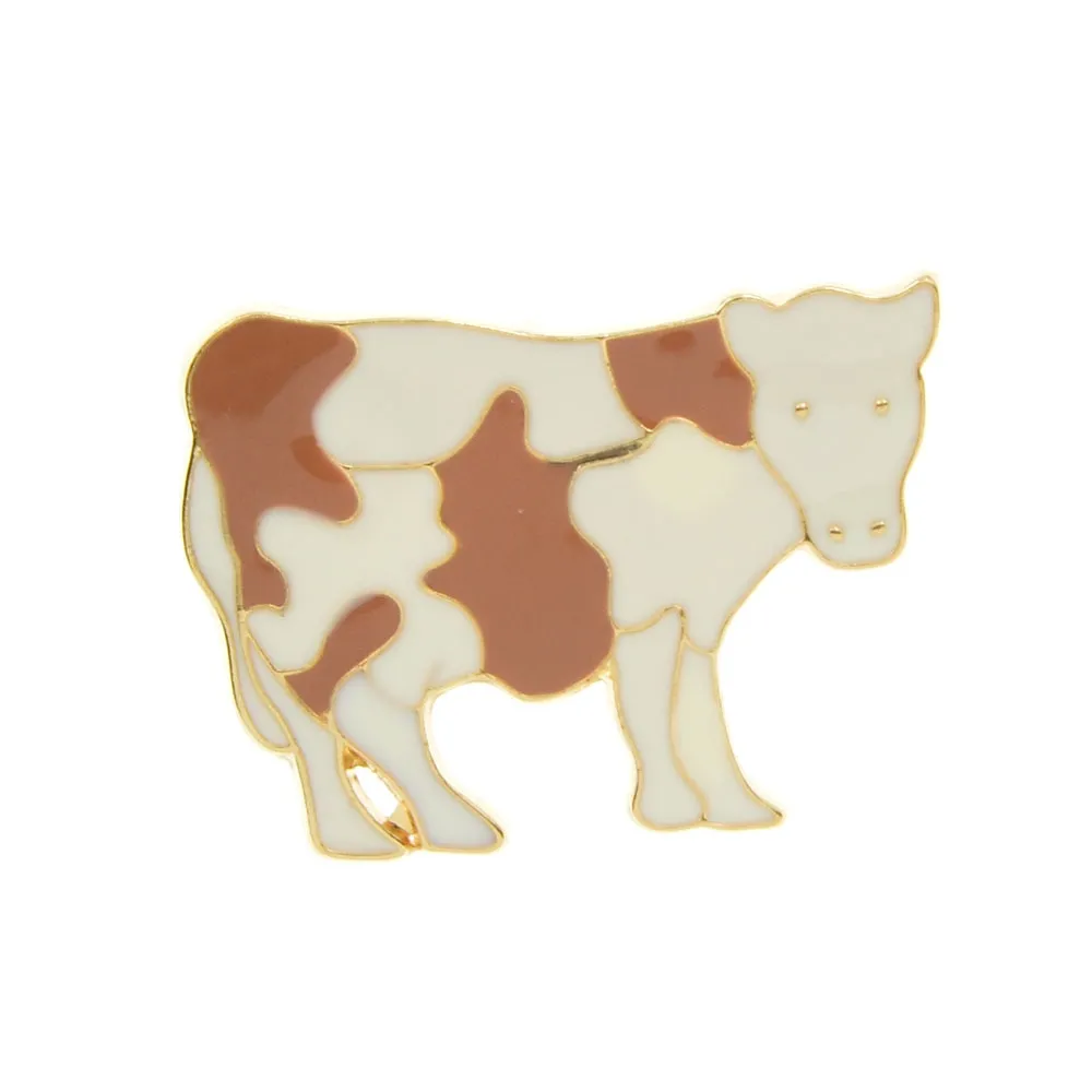 Cute Enamel Cow Brooches For Women Chinese Bull Year Pin Brooch