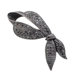Cute Rhinestone Black Bow Brooches for Women