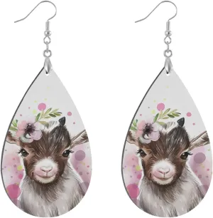 Drop Earrings for Women Teen Girls Cute Animal Goat Dangle Earrings Silver Plated Brass Earrings