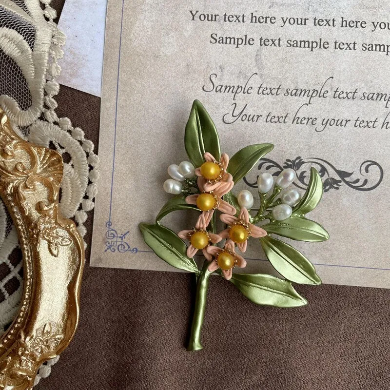 Exquisite Women Vintage Enamel Leave Flower Brooches
