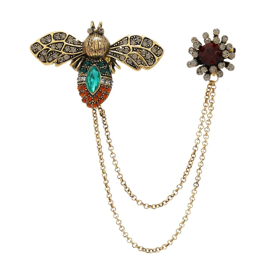 Fashion Vintage Baroque Crsytal Cross Chains Brooches For Women Men