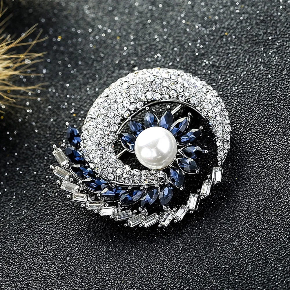Flower Alloy Crystal Female Wear Brooches Gift Women
