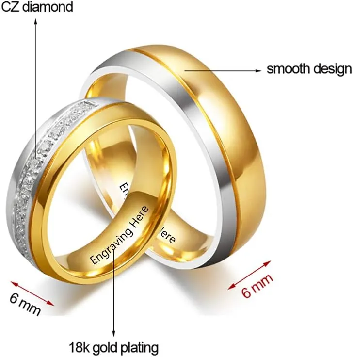 Gifts for Couples Personalized Promise Rings for Couples Engagement Bands Rings for Him and Her Custom Couples Rings Set Matching Rings