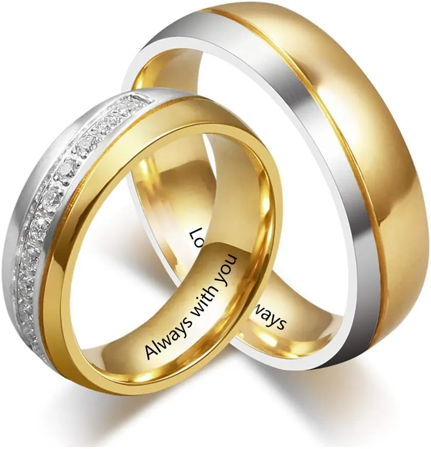 Gifts for Couples Personalized Promise Rings for Couples Engagement Bands Rings for Him and Her Custom Couples Rings Set Matching Rings