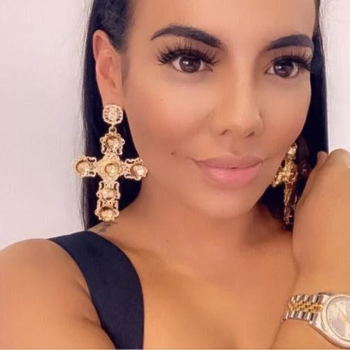 Golden Opulence Cross Earrings - LAST CHANCE!