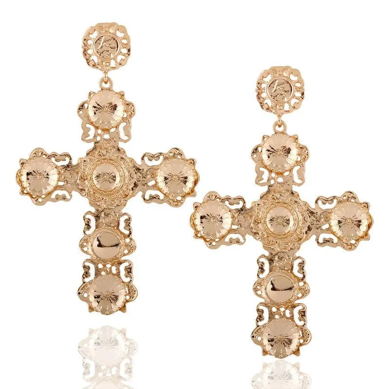 Golden Opulence Cross Earrings - LAST CHANCE!