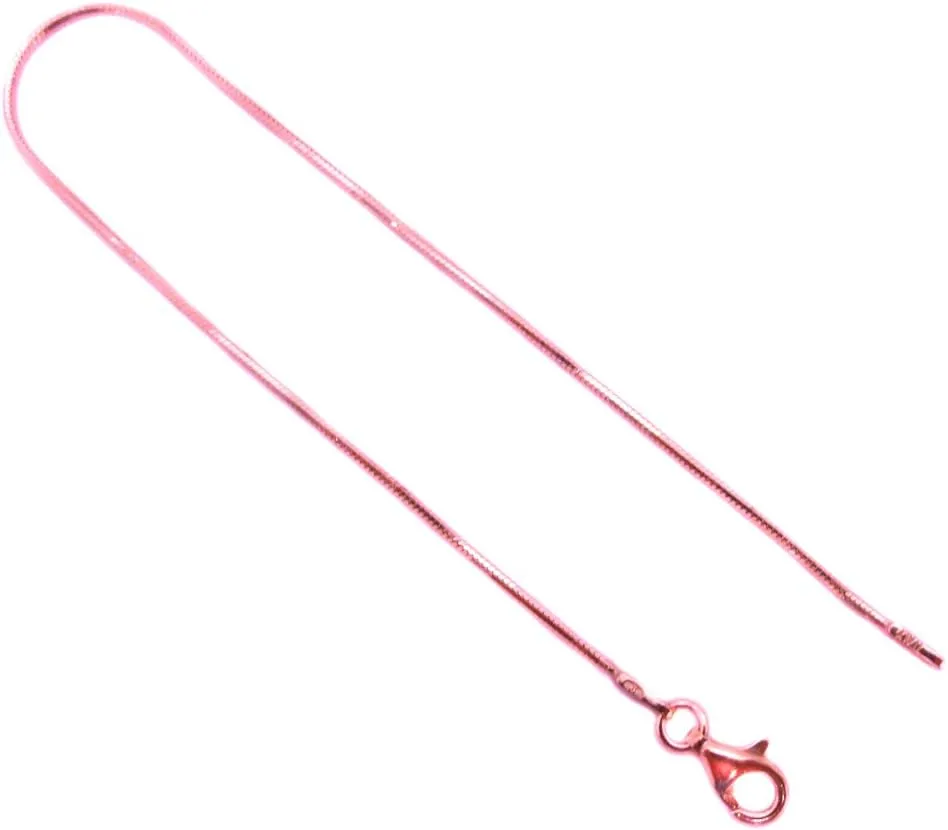 JOSCO 1mm 8-Sided Snake Vermeil Anklet, Bracelet. 14k Rose-Gold Plated Over Sterling Silver. 7,8,9,10,11 Inches