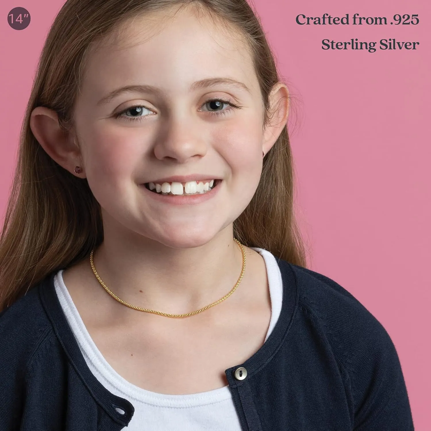 KEZEF 18k 2mm Gold Plated 925 Sterling Silver Necklace Chains Italian Popcorn 14"-36" Gold Necklace Chain Sterling Silver Necklace for Women Mens Necklace Chain