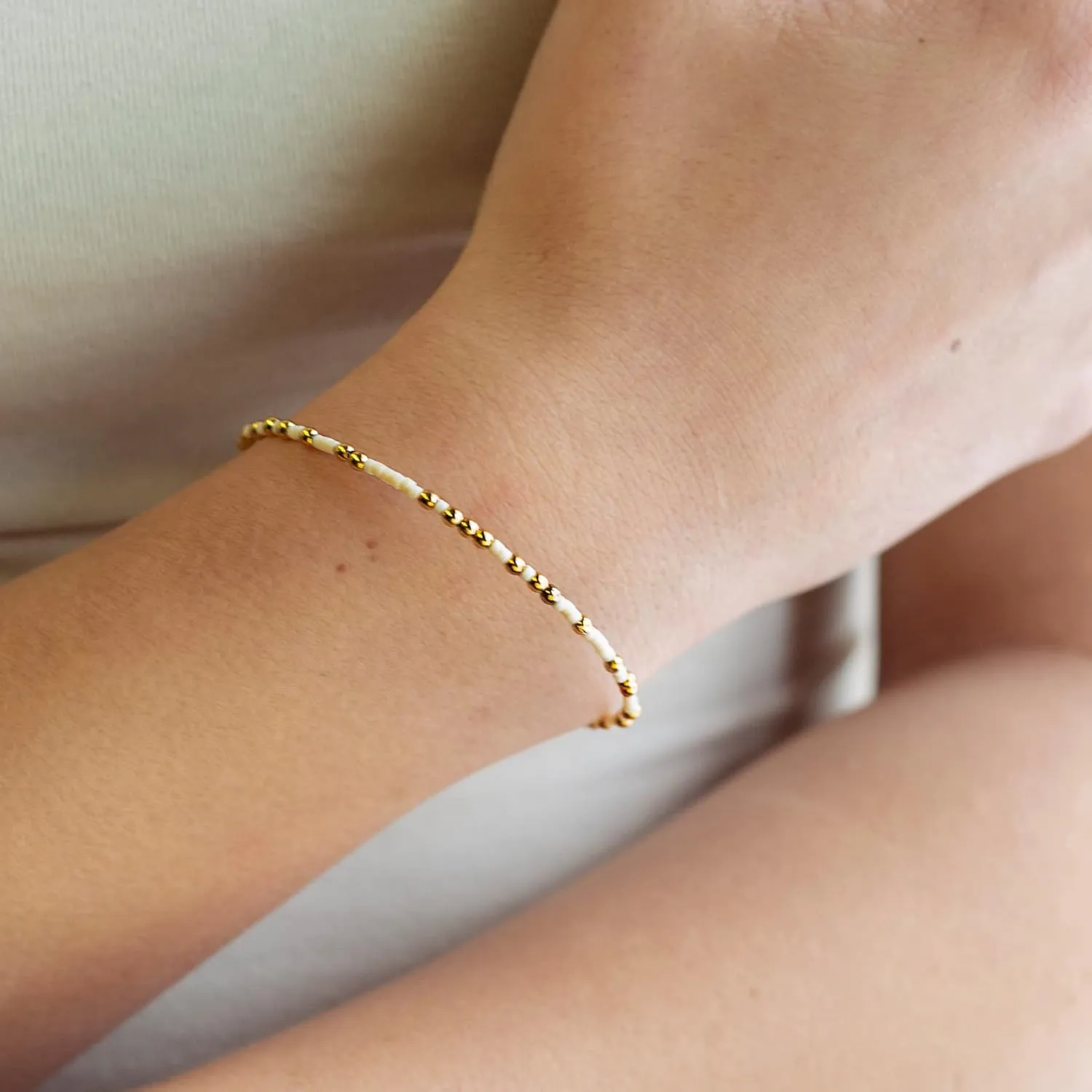 Lenny & Eva Confetti Bangles in Delicate Miyuki Glass and Gold Plated Beads, 2-3mm Collections