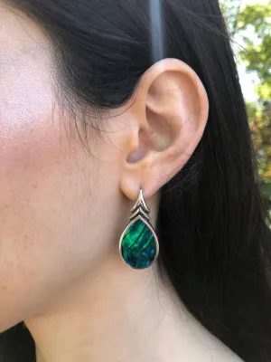 Long Statement Earrings - Pearl Shell Earrings - Vintage Teardrop Earrings