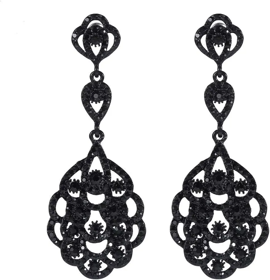 mecresh Wedding Teardrop Dangle Earrings Crystal Rhinestone Beaded Chandelier Earrings for Brides Gold