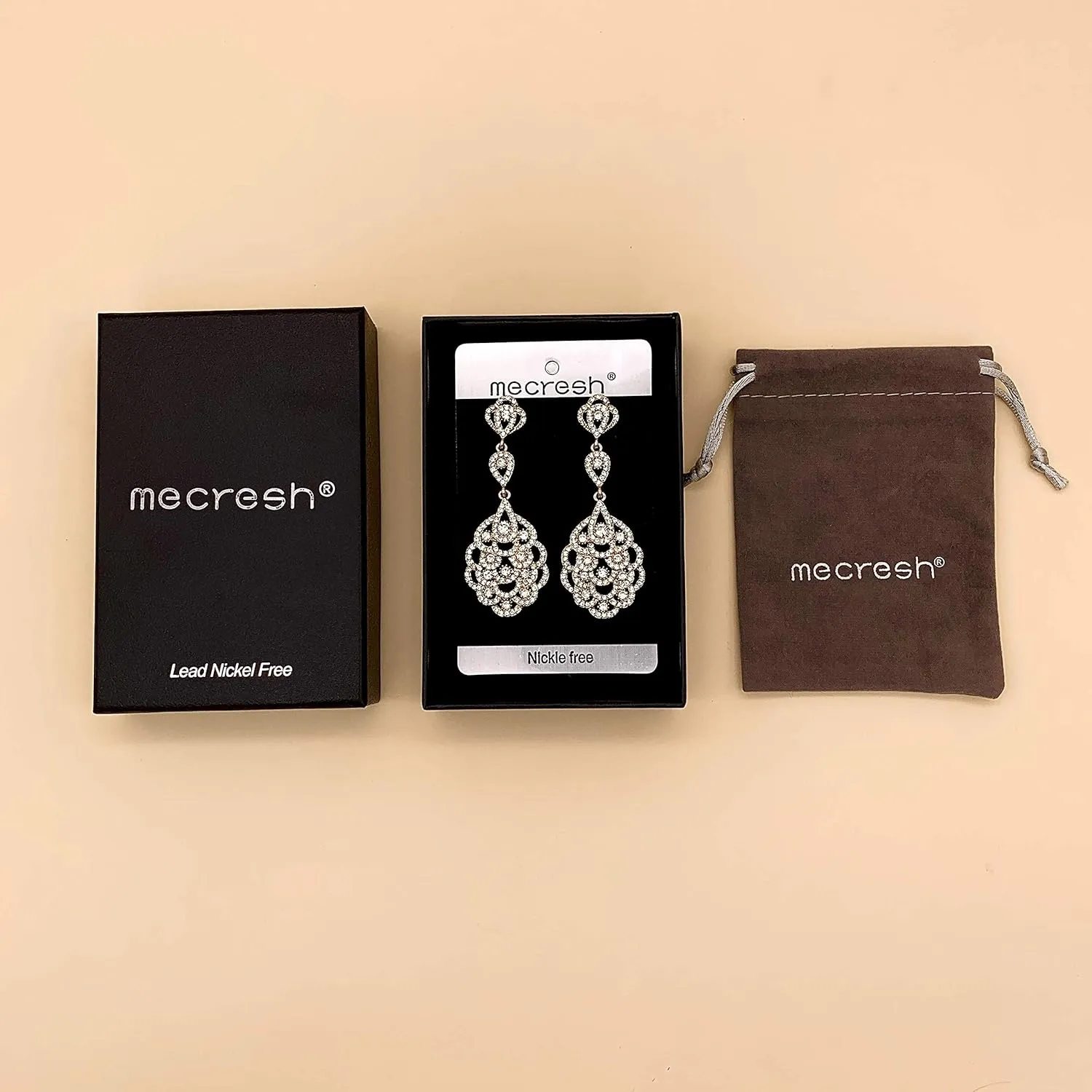 mecresh Wedding Teardrop Dangle Earrings Crystal Rhinestone Beaded Chandelier Earrings for Brides Gold