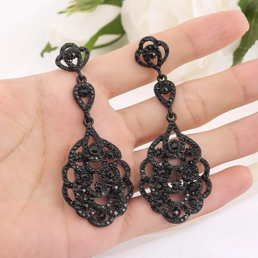 mecresh Wedding Teardrop Dangle Earrings Crystal Rhinestone Beaded Chandelier Earrings for Brides Gold