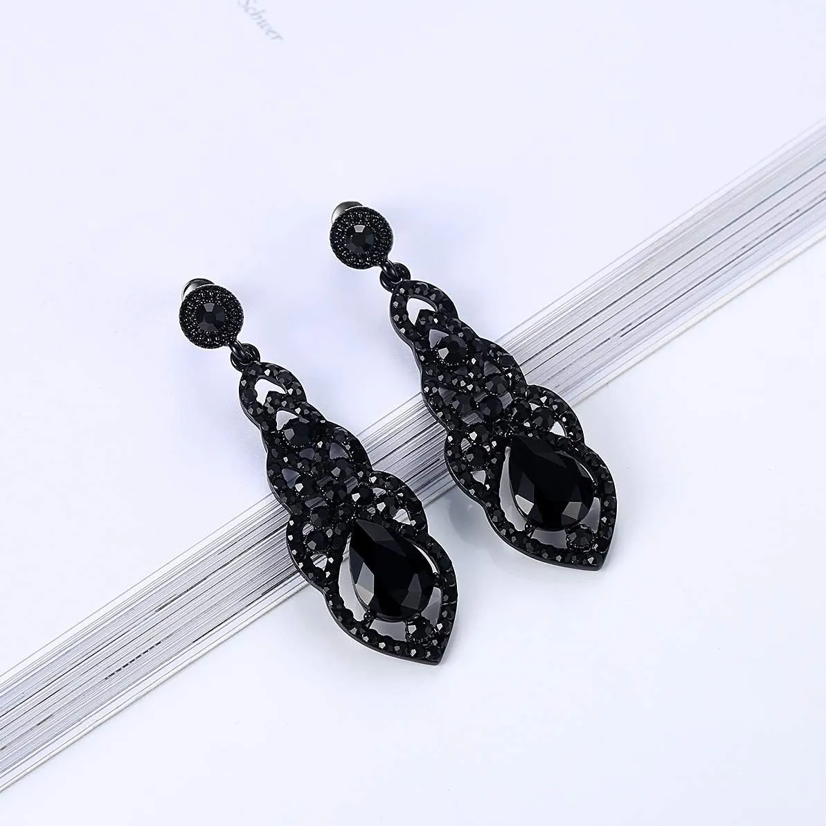mecresh Women's Alloy Teardrop Crystal Chandelier Dangle Earrings