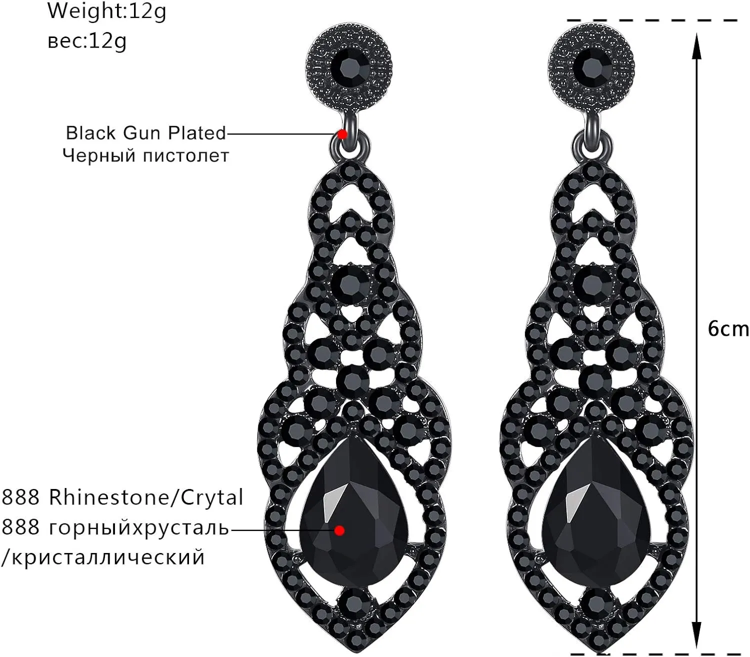 mecresh Women's Alloy Teardrop Crystal Chandelier Dangle Earrings