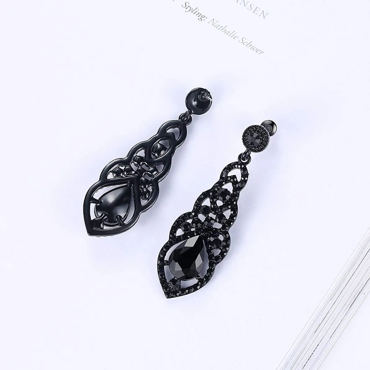 mecresh Women's Alloy Teardrop Crystal Chandelier Dangle Earrings