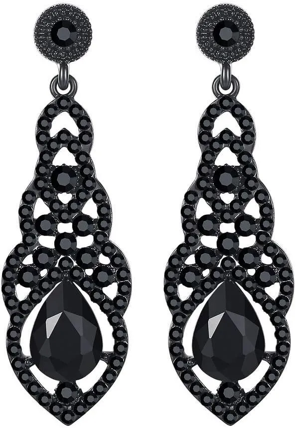 mecresh Women's Alloy Teardrop Crystal Chandelier Dangle Earrings