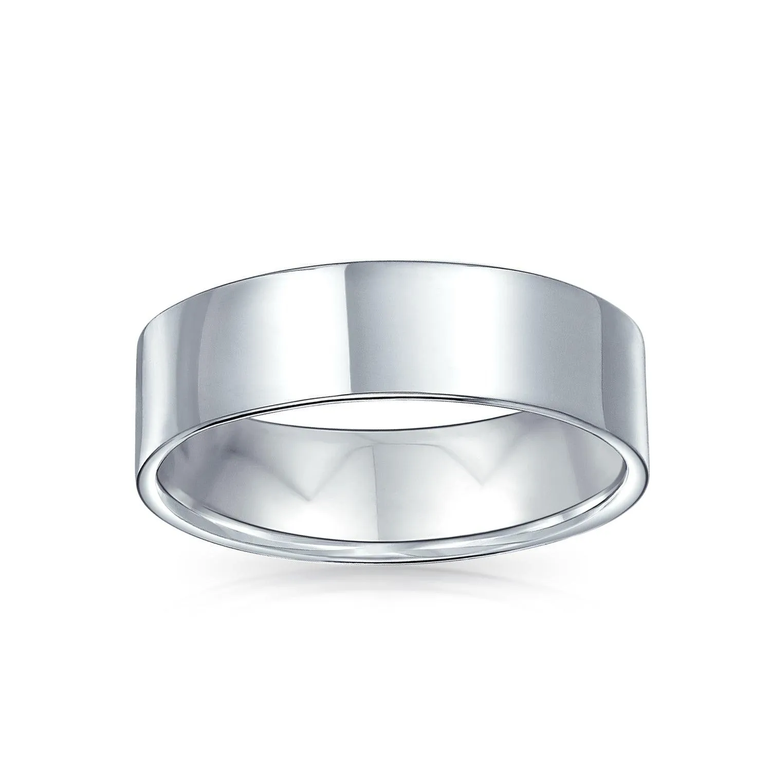 Minimalist Mens Silver Ring: .925 Sterling Silver Flat Wedding Band for Men