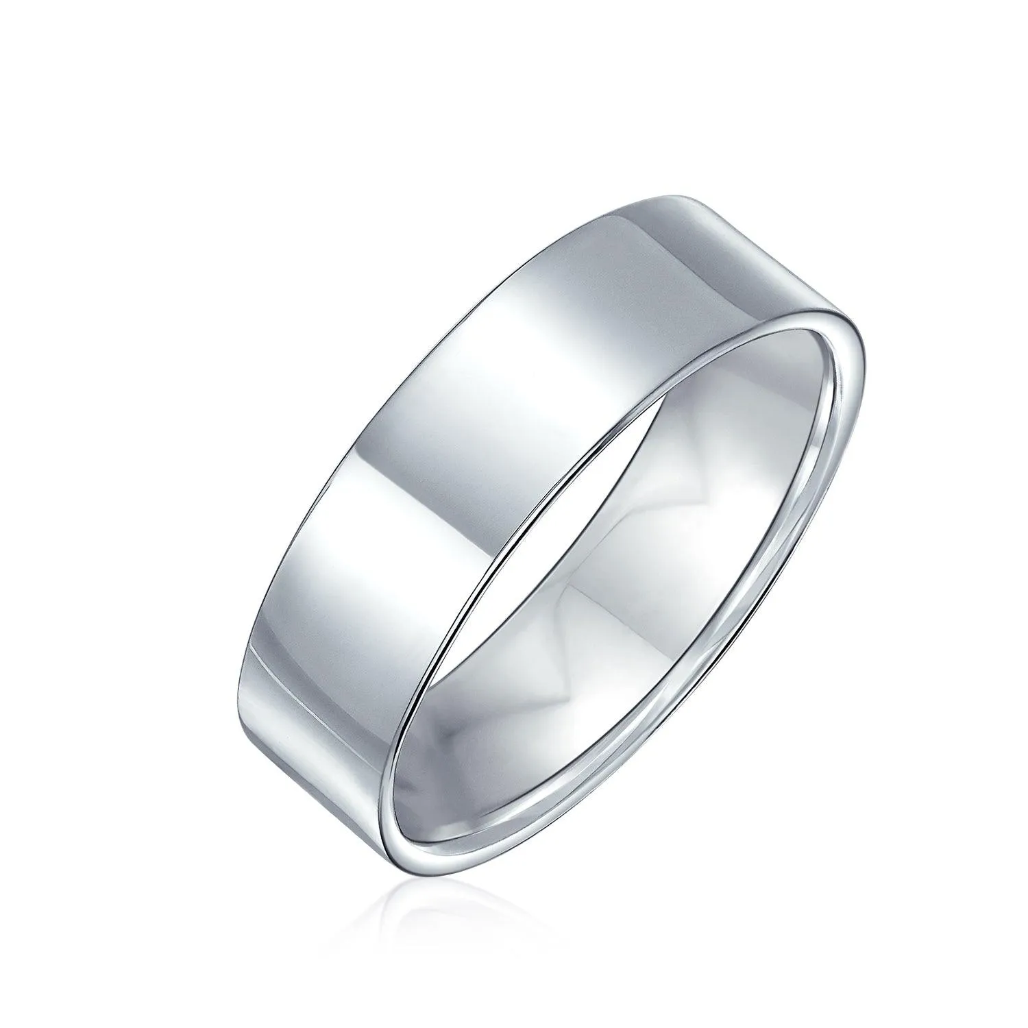 Minimalist Mens Silver Ring: .925 Sterling Silver Flat Wedding Band for Men